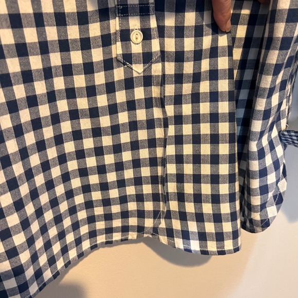 LRL Lauren Jeans Co Womens Navy White Gingham Button‎ Down Collared Shirt 1XL - Picture 6 of 15